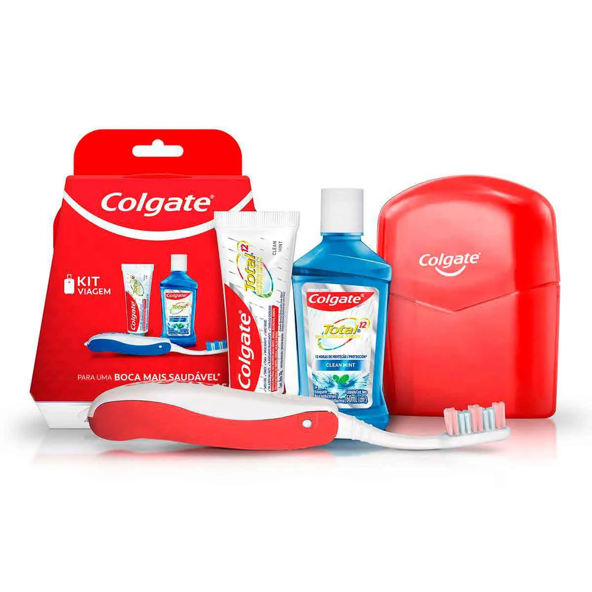 Kit Viagem Colgate Total 12 Pasta de Dente 30g + Escova de Dente + Enxaguante Bucal 60ml