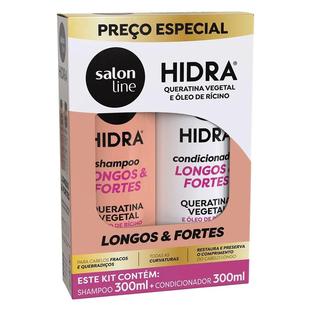 SHAMPOO + CONDICIONADOR SALON LINE HIDRA QUERATINA E ÓLEO DE RICINO 300ML