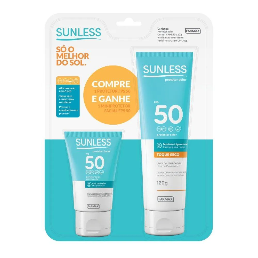 PROTETOR SOLAR SUNLESS FPS50 120G +  PROTETOR FACIAL FPS50 30G