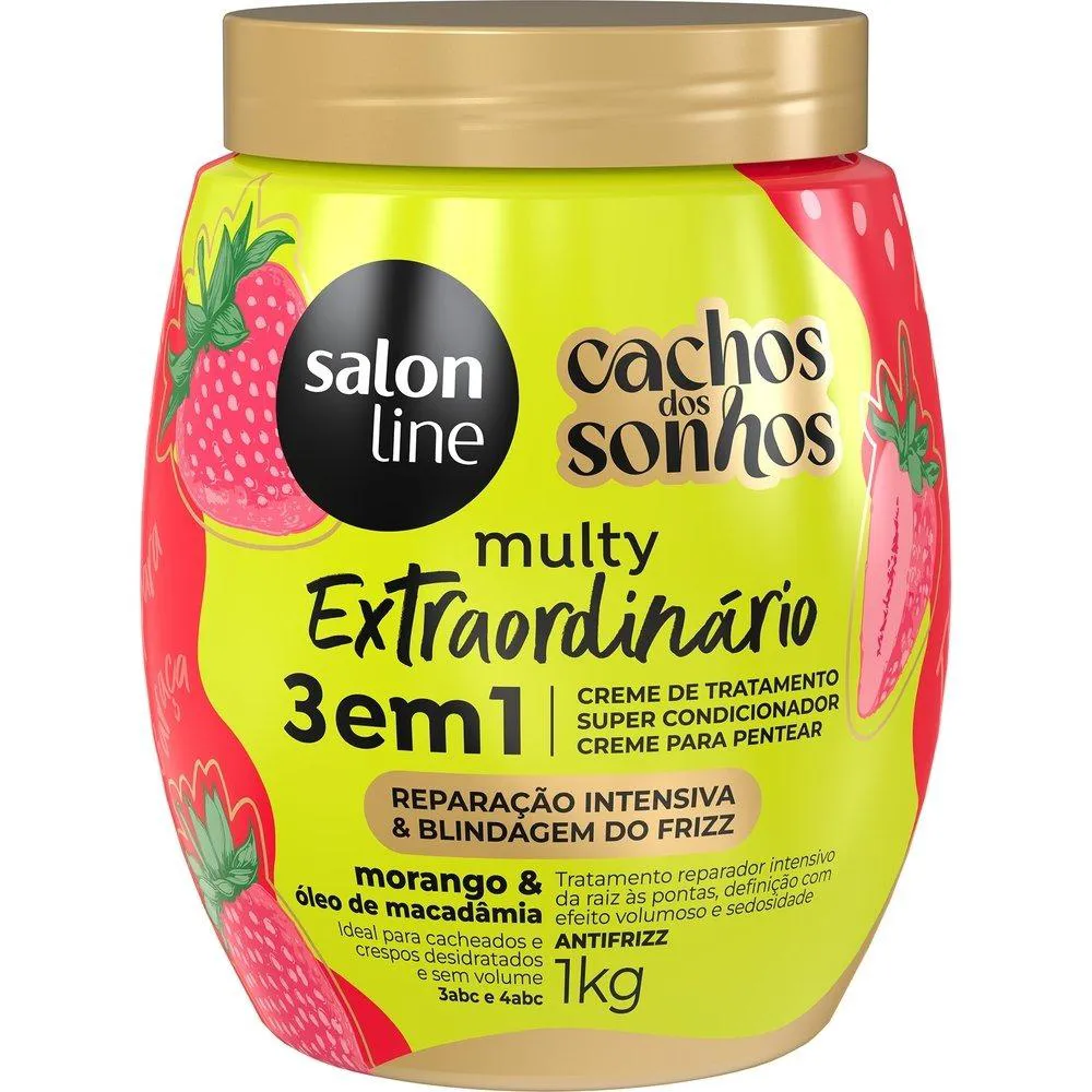 CREME TRATAMENTO SALON LINE CACHOS SONHOS MORANGO 3 EM 1 MULTY EXTRAORDINáRIO 1 KG