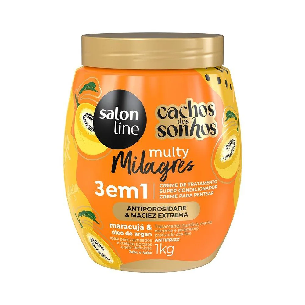 CREME TRATAMENTO SALON LINE CACHOS SONHOS MARACUJá 3 EM 1 MULTY PODER 1 KG
