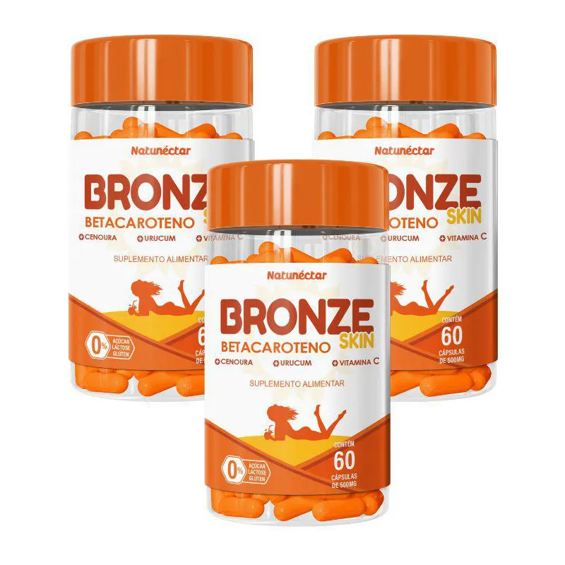 Kit Bronze Skin 500mg – 3 Unidades (180 Cápsulas)