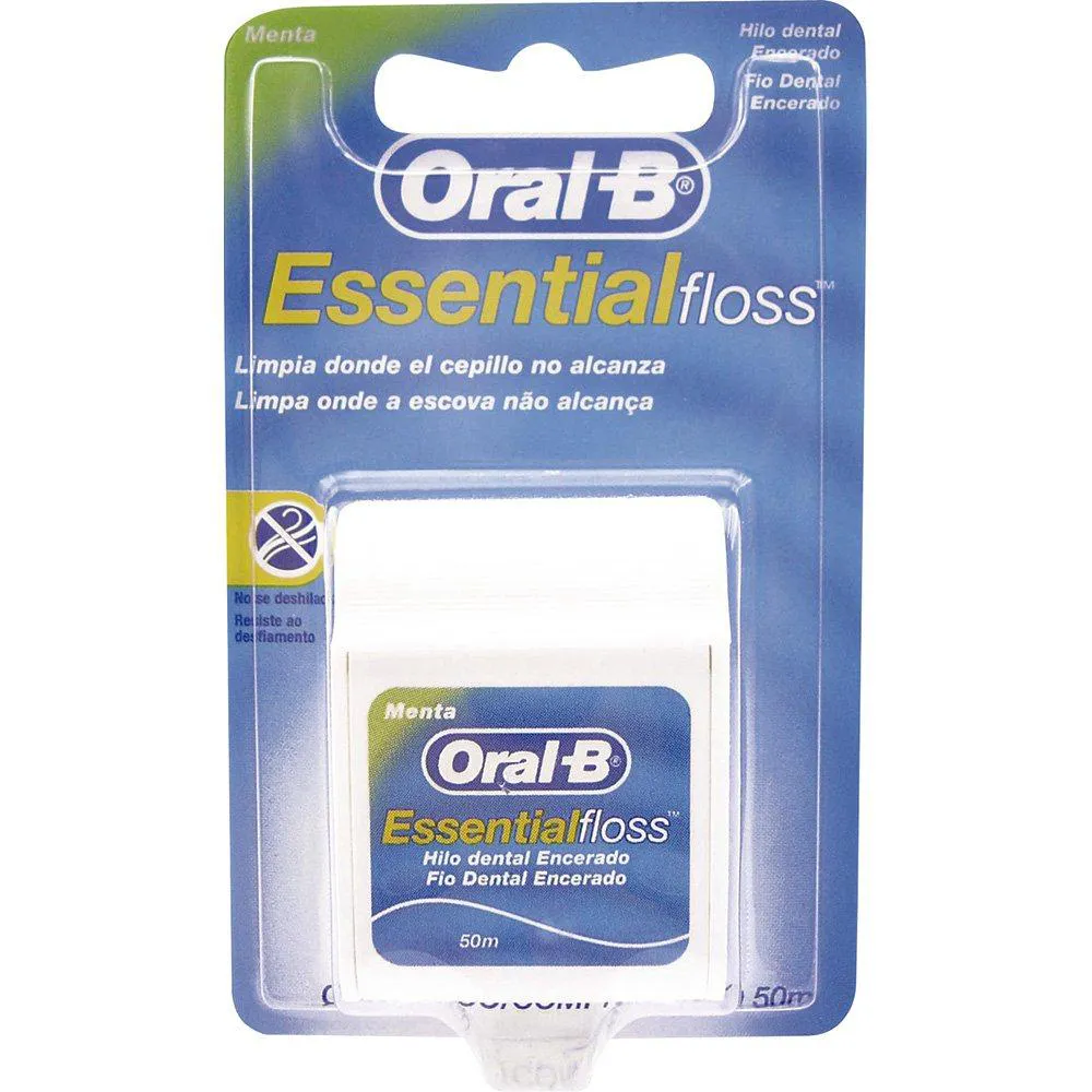 FIO DENTAL ORAL B ESSENCIAL FLOSS COM MENTA 50M - EMBALAGEM C/ 6 UNIDADES