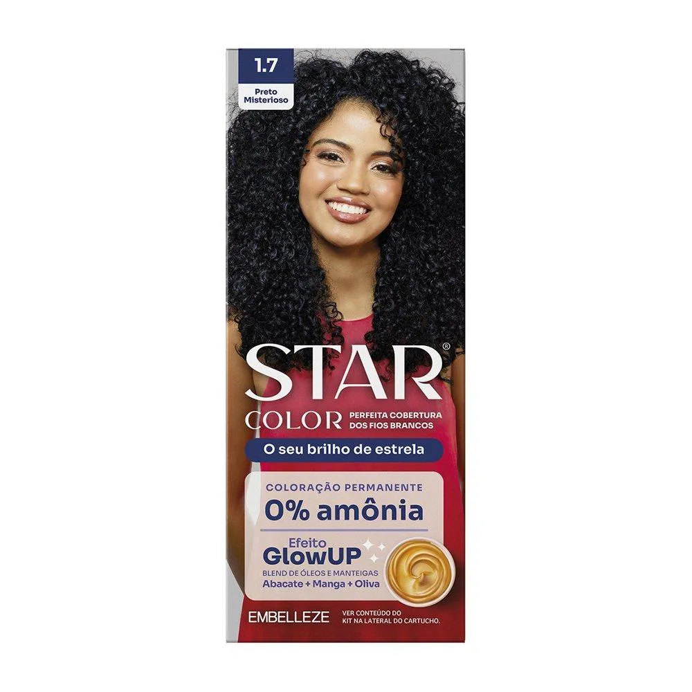 TINTURA STARCOLOR KIT PRáTICO 1.7 PRETO MISTERIOSO SEM AMôNIA
