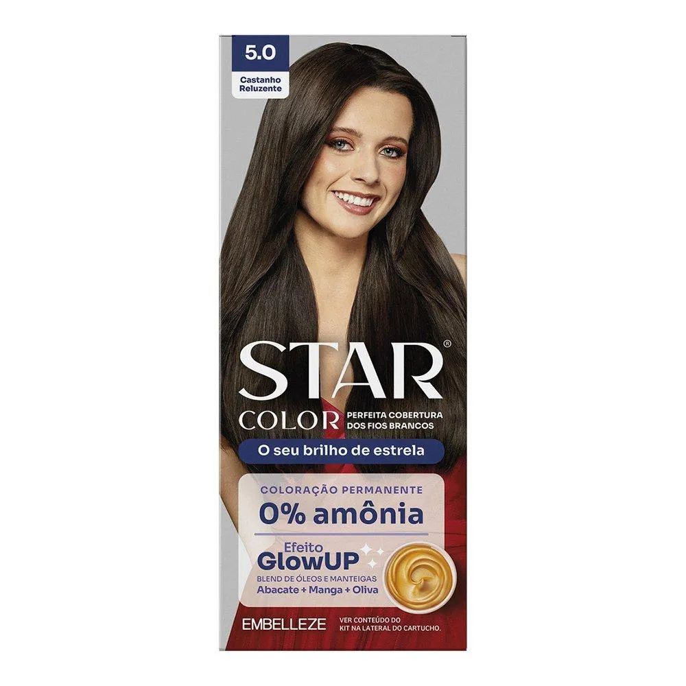 TINTURA STARCOLOR KIT PRáTICO 5.0 CASTANHO RELUZEN SEM AMôNIA