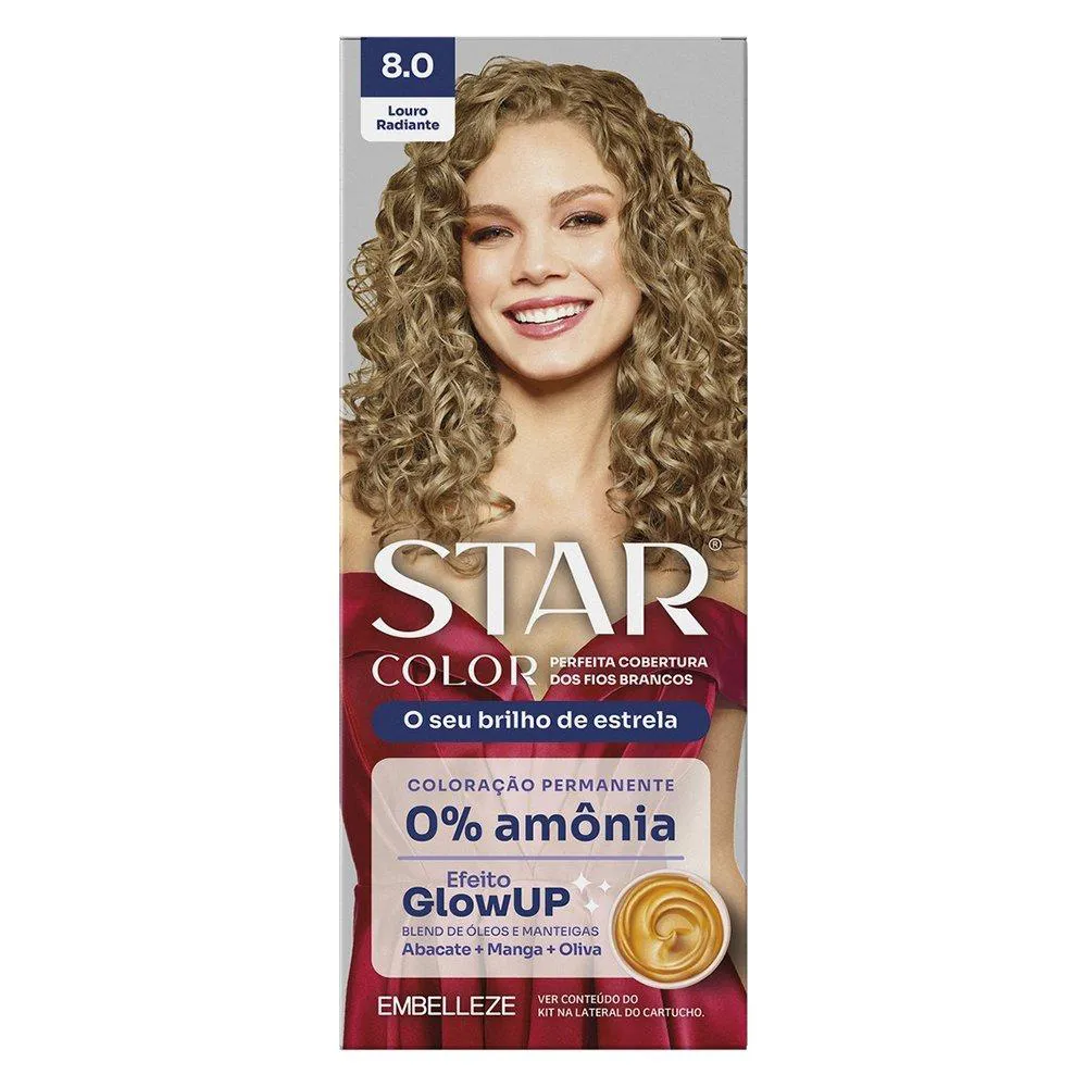 TINTURA STARCOLOR KIT PRáTICO 8.0 LOURO RADIANTE SEM AMôNIA