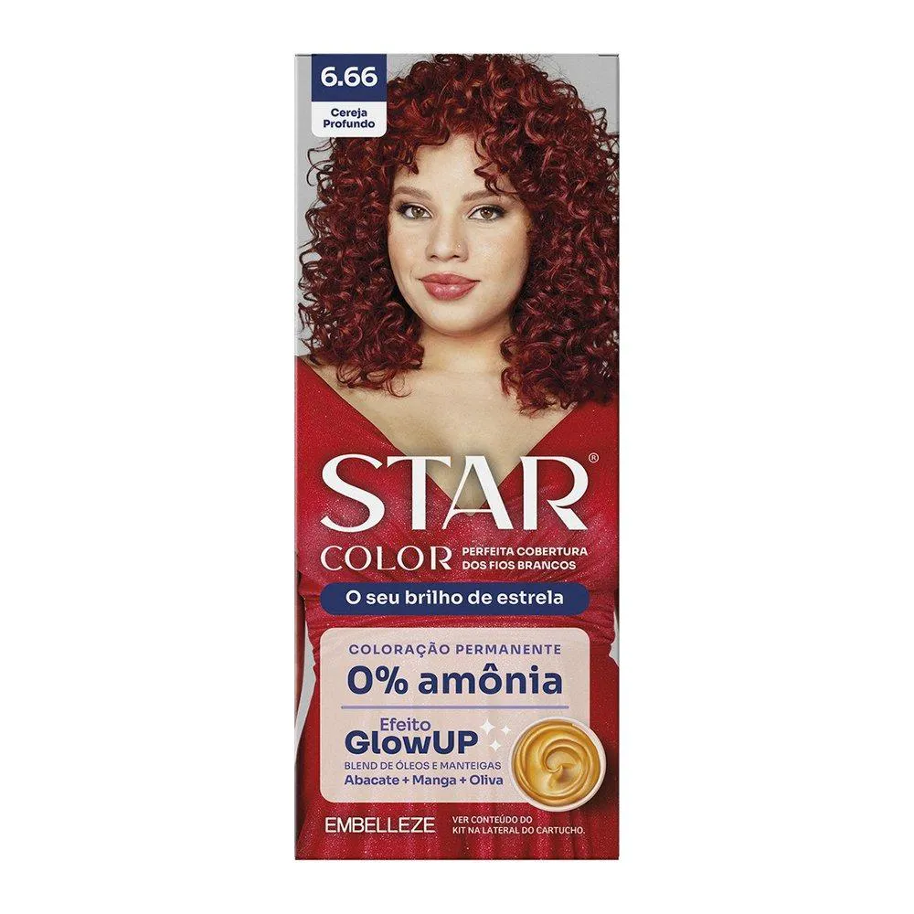 TINTURA STARCOLOR KIT PRáTICO 6.66 CEREJA PROFUNDO SEM AMôNIA