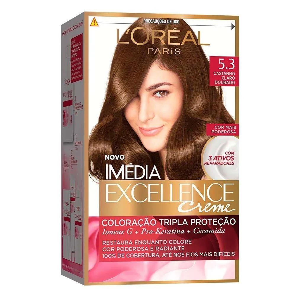 TINTURA IMéDIA EXCELLENCE 5.3 CASTANHO CLARO DOURADO 47G