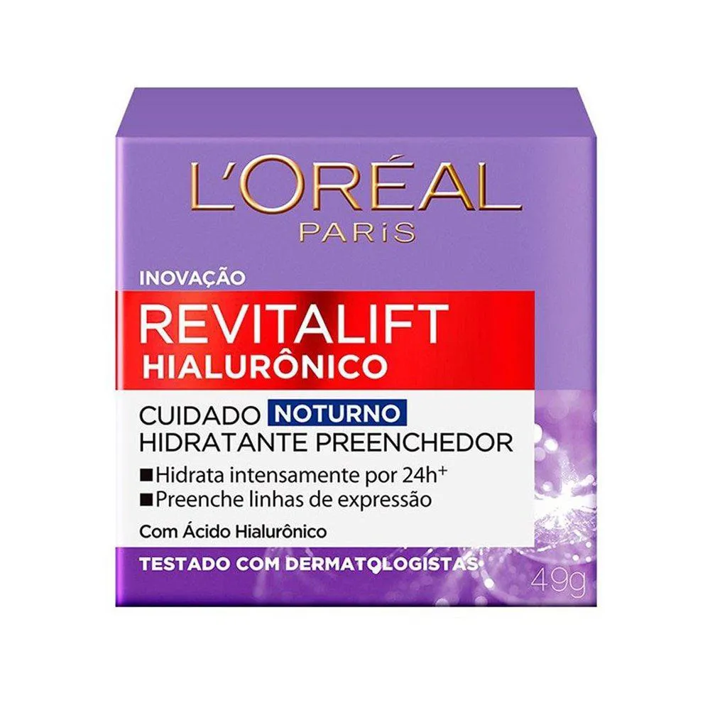 Creme Facial L'Oréal Revitalifit Ácido Hialurônico Preenchedor Noite 49g