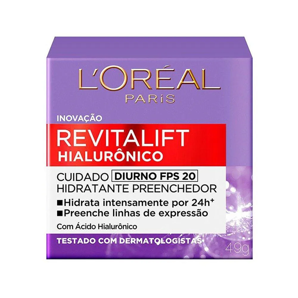 CREME FACIAL LOREAL REVITALIFIT ÁCIDO HIALURôNICO DIA FPS20 49G