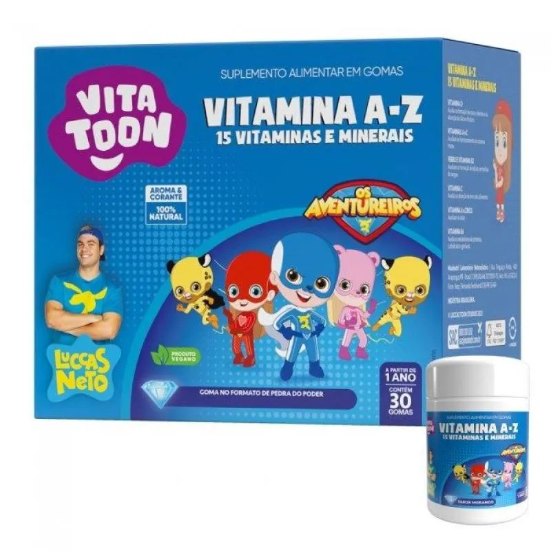 VITATOON LUCCAS NETO POLIVITAMíNICO A A Z (30 GOMAS) - SABOR: SORVETE DE TUTTI-FRUTTI