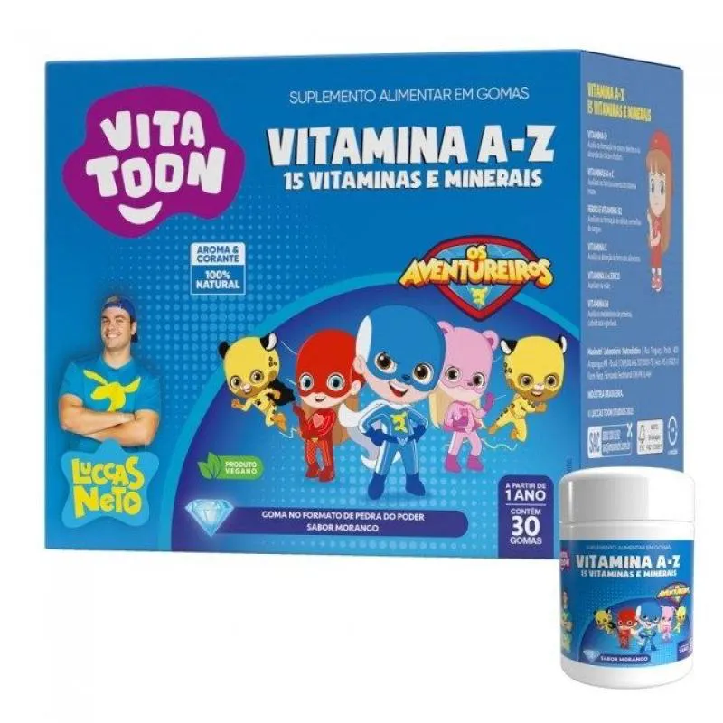 VITATOON LUCCAS NETO POLIVITAMíNICO A A Z (30 GOMAS) - SABOR: MORANGO