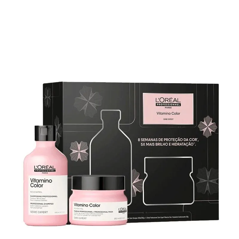 KIT LOREAL VITAMINO COLOR SHAMPOO 300ML E MáSCARA 250G