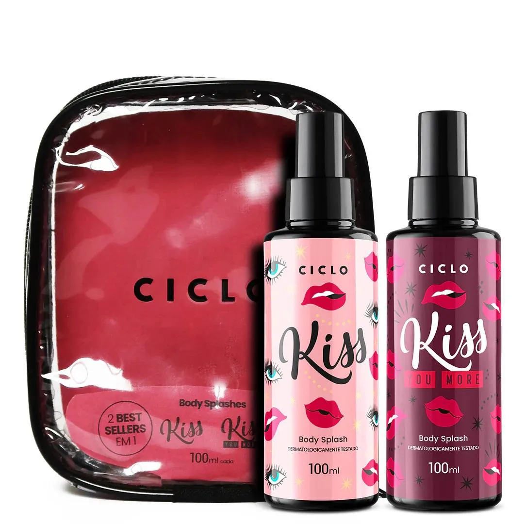 KIT CICLO KISS BODY SPLASH 100ML E KISS YOU MORE BODY SPLASH 100ML E ESTOJO