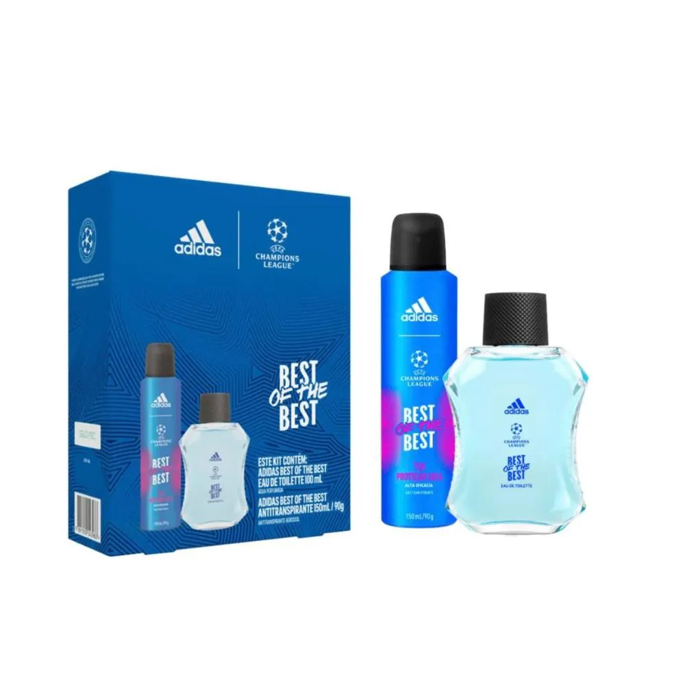 CONJUNTO UEFA BEST OF THE BEST ADIDAS EAU DE TOILETTE 100ML E DESODORANTE 150ML