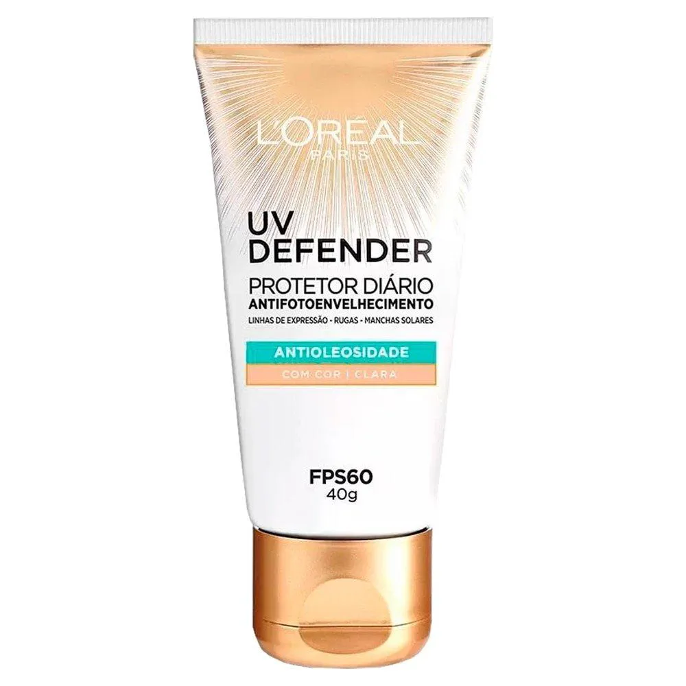 PROTETOR SOLAR FACIAL LOREAL UV DEFENDER ANTIOLEOSIDADE CLARA FPS60 40G