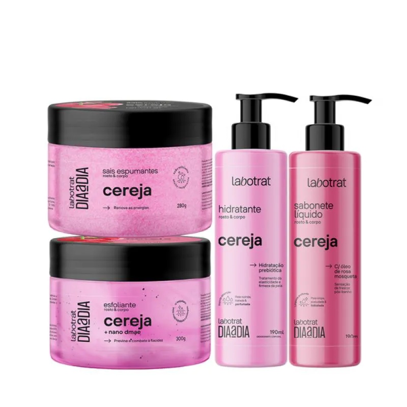LABOTRAT CEREJA ESFOLIANTE 300ML + HIDRATANTE + SABONETE + SAIS