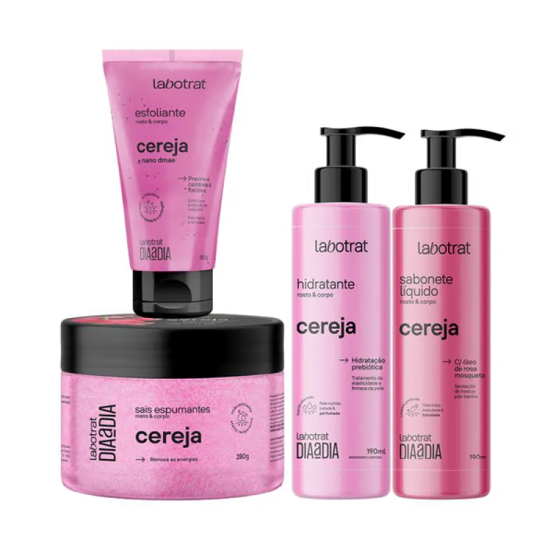 LABOTRAT CEREJA ESFOLIANTE 150ML + HIDRATANTE + SABONETE + SAIS