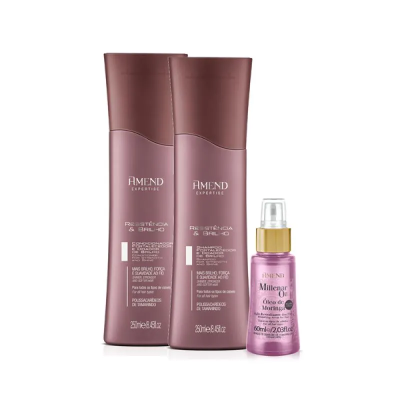 AMEND RESISTêNCIA E BRILHO SHAMPOO 250ML + CONDICIONADOR 250ML + ÓLEO MORINGA 60ML