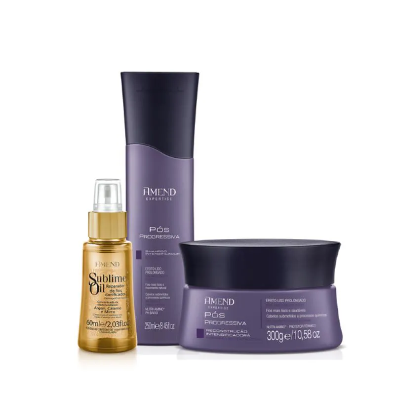 AMEND PóS PROGRESSIVA SHAMPOO 250ML + MáSCARA 300ML + ÓLEO SUBLIME 60ML