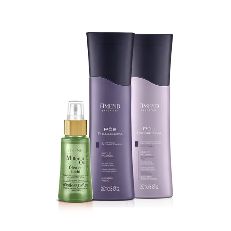 AMEND PóS PROGRESSIVA SHAMPOO 250ML + CONDICIONADOR 250ML + ÓLEO INCHI 60ML