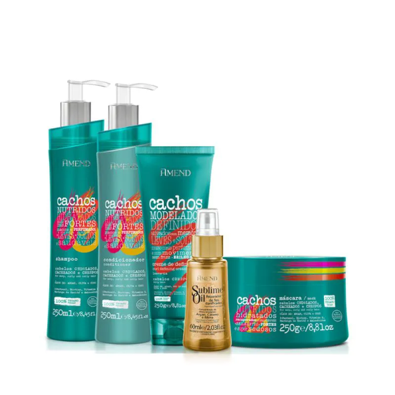 AMEND CACHOS SH 250ML + COND 250ML + MASC 250ML + LEAVE-IN CRESPO 250ML + SUBLIME OIL 60ML