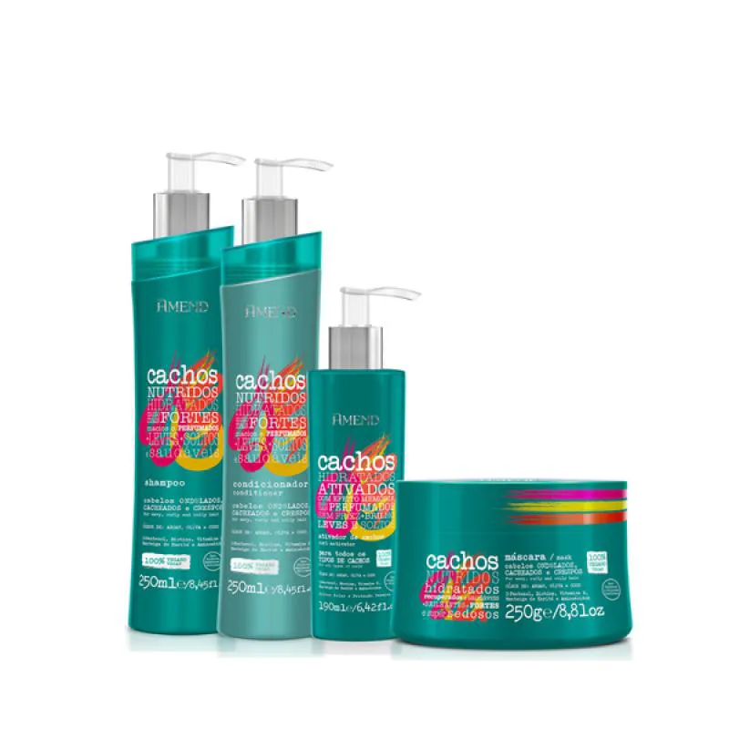 AMEND CACHOS SH 250ML + COND 250ML + MASC 250ML + ATIVADOR DE CACHOS 190ML