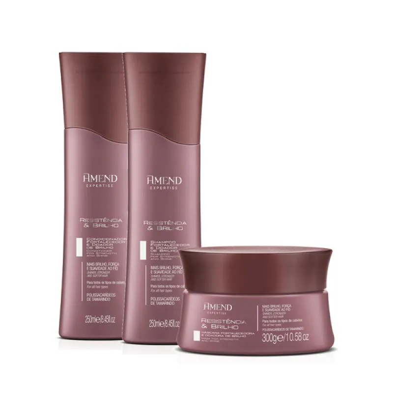 AMEND EXPERTISE RESISTêNCIA E BRILHO SHAMPOO 250ML + CONDICIONADOR 250ML + MASCARA 300ML