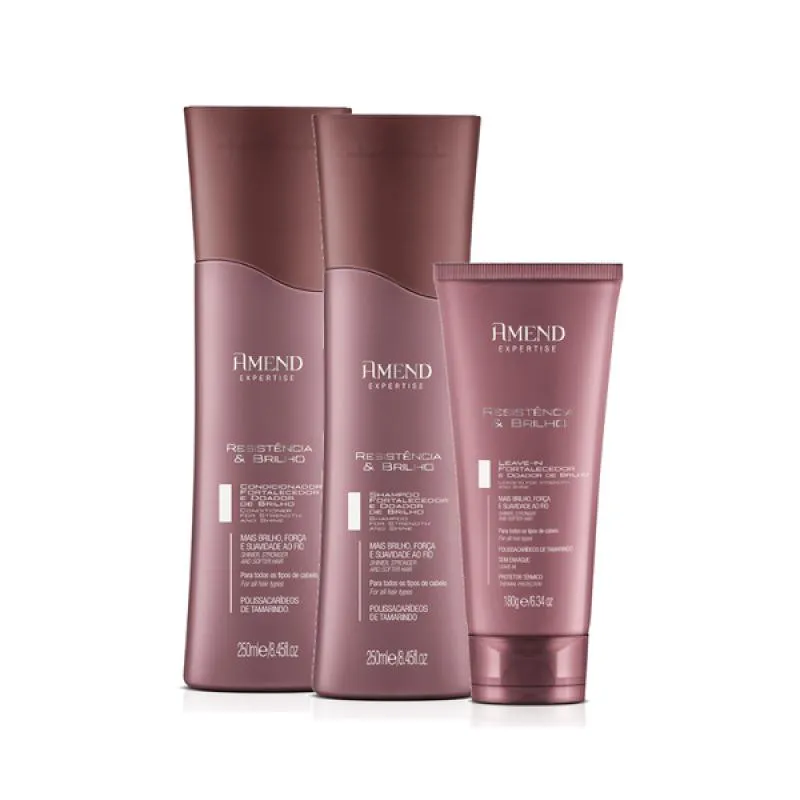 AMEND EXPERTISE RESISTêNCIA E BRILHO SHAMPOO 250ML + CONDICIONADOR 250ML + LEAVE-IN 180ML