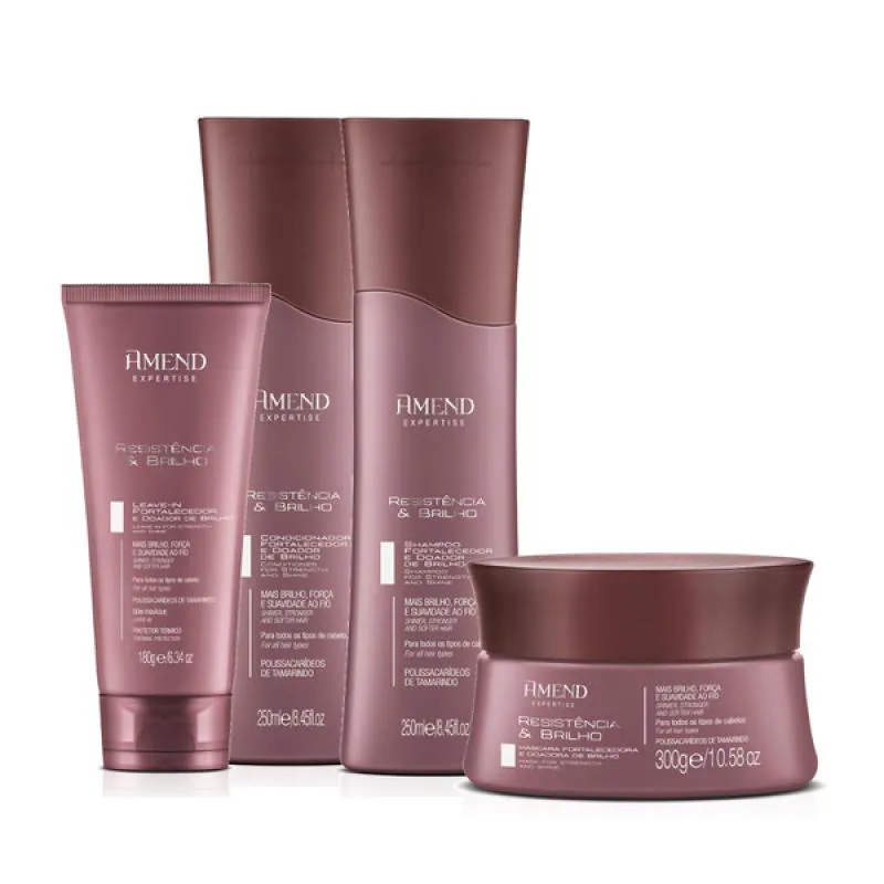 AMEND EXPERTISE RESISTêNCIA E BRILHO SHAMPOO 250ML + CONDICIONADOR 250ML + MASCARA 300ML + LEAVE-IN 180ML