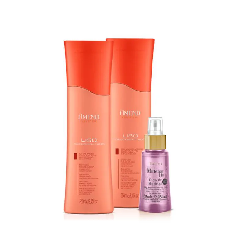 AMEND EXPERTISE LISO DESCOMPLICADO SHAMPOO 250ML + CONDICIONADOR 250ML + ÓLEO MORINGA 60ML