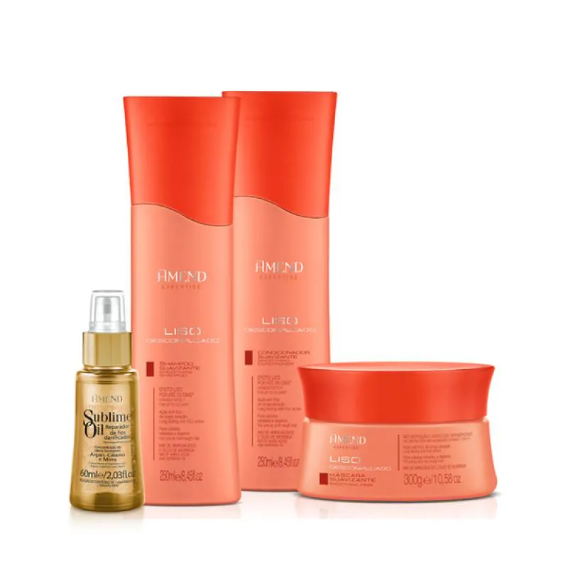 AMEND EXPERTISE LISO DESCOMPLICADO SHAMPOO 250ML + CONDICIONADOR 250ML + MASCARA 300ML + SUBLIME OIL 60ML