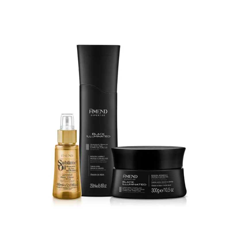 AMEND EXPERTISE BLACK ILLUMINATED SH 250ML + MASC 300ML + SUBLIME OIL 60ML