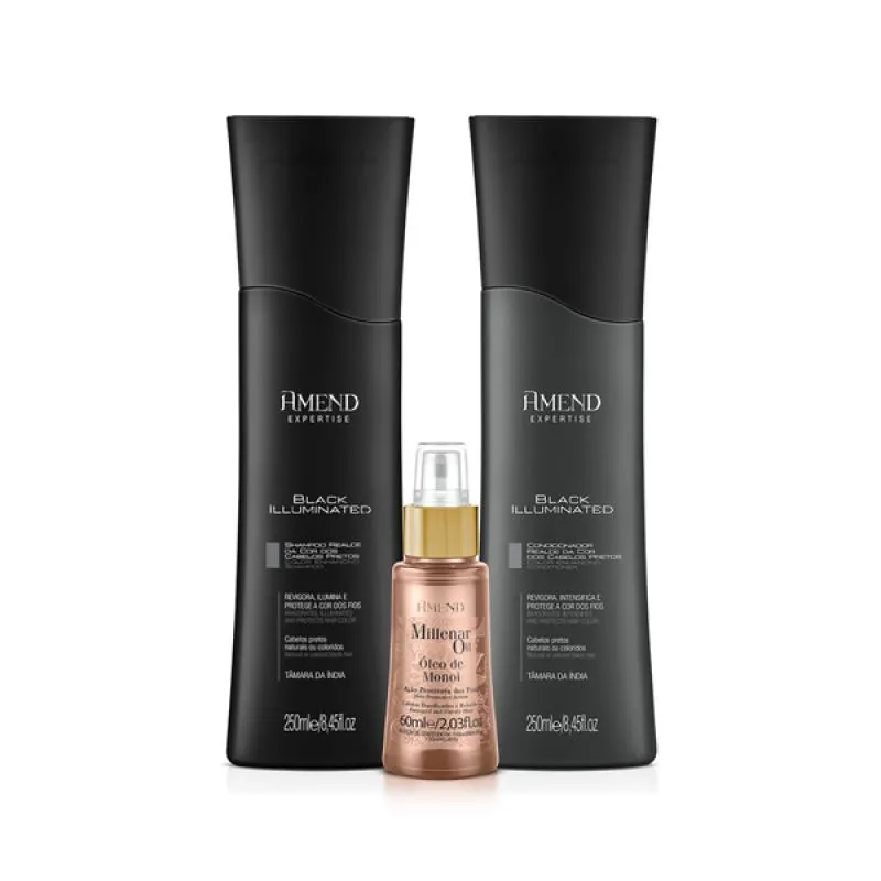 AMEND EXPERTISE BLACK ILLUMINATED SH 250ML + COND 250ML + MILLENAR OIL MONóI 60ML