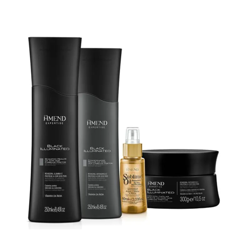 AMEND EXPERTISE BLACK ILLUMINATED SH 250ML + COND 250ML + MASC 300ML + SUBLIME OIL 60ML