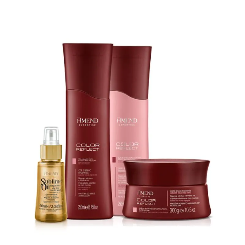 AMEND COLOR REFLECT SHAMPOO 250ML + CONDICIONADOR 250ML + MáSCARA 300ML + ÓLEO SUBLIME 60ML