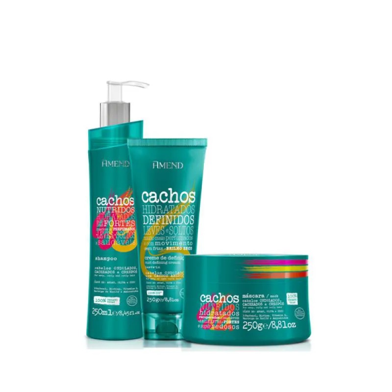 AMEND CACHOS SH 250ML + MASC 250ML + LEAVE-IN ONDULADO 250ML