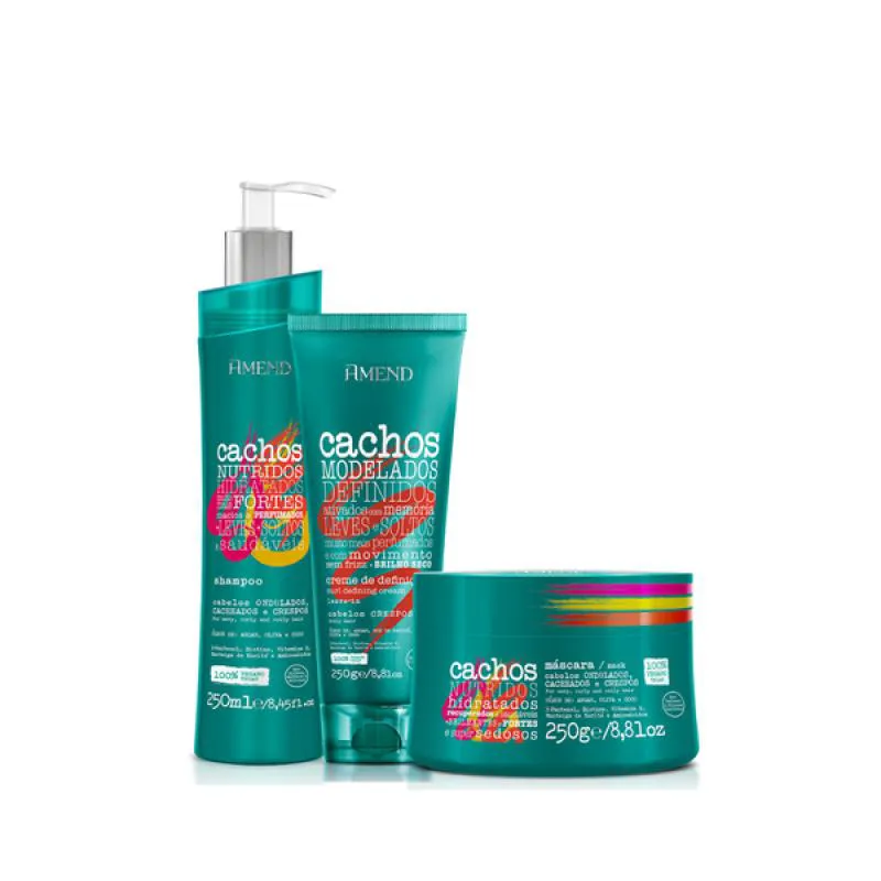 AMEND CACHOS SH 250ML + MASC 250ML + LEAVE-IN CRESPO 250ML