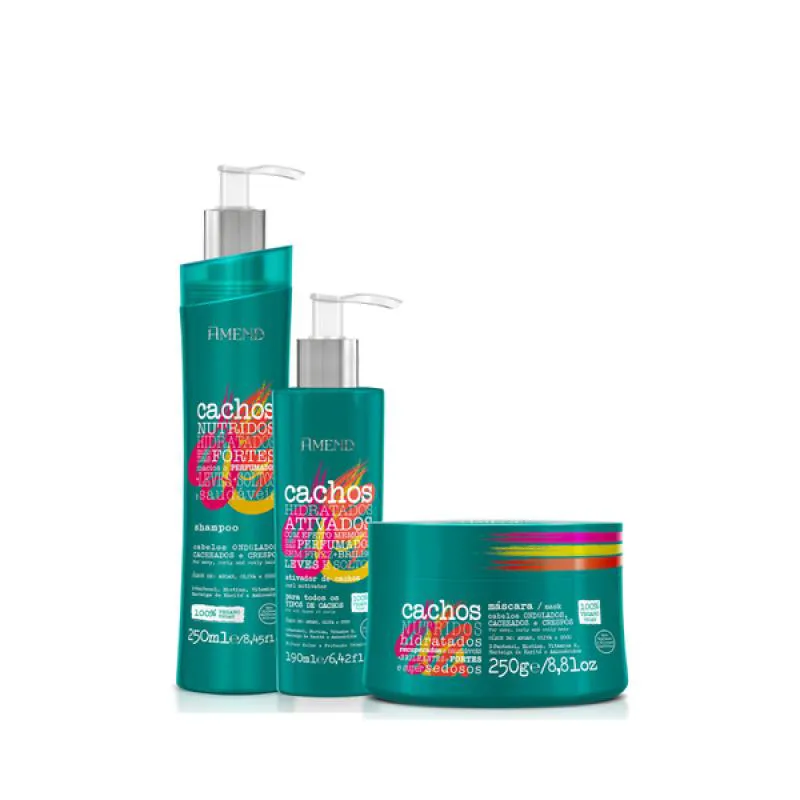 AMEND CACHOS SH 250ML + MASC 250ML + ATIVADOR DE CACHOS 190ML