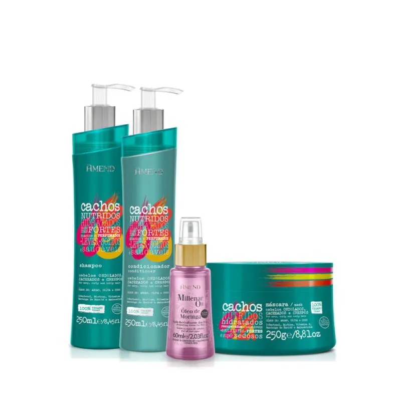 AMEND CACHOS SH 250ML + COND 250ML + MASC 250ML + MILLENAR OIL MORINGA 60ML