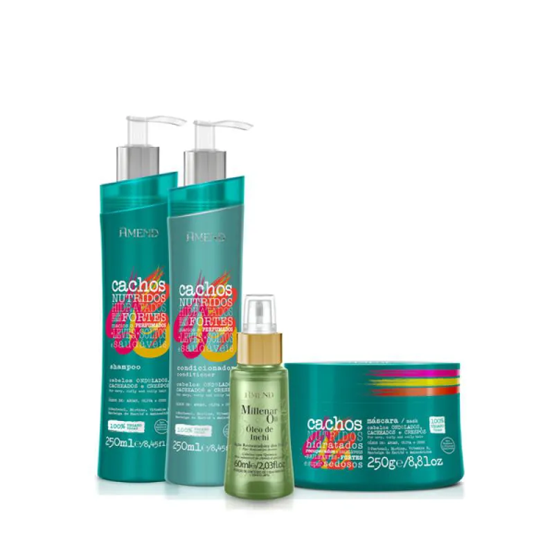 AMEND CACHOS SH 250ML + COND 250ML + MASC 250ML + MILLENAR OIL INCHI 60ML