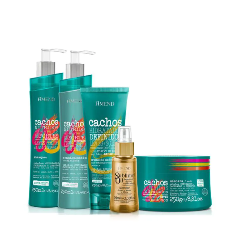AMEND CACHOS SH 250ML + COND 250ML + MASC 250ML + LEAVE-IN ONDULADO 250ML + SUBLIME OIL 60ML
