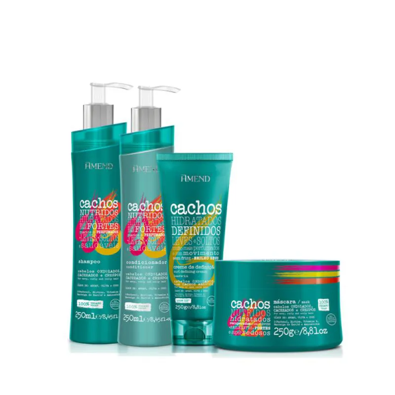 AMEND CACHOS SH 250ML + COND 250ML + MASC 250ML + LEAVE-IN ONDULADO 250ML