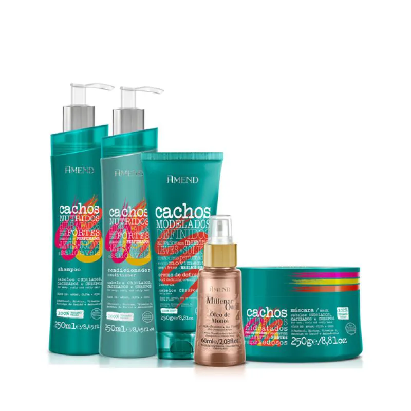 AMEND CACHOS SH 250ML + COND 250ML + MASC 250ML + LEAVE-IN CRESPO 250ML + MILLENAR OIL MONóI 60ML