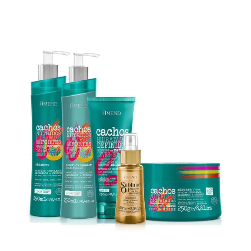 AMEND CACHOS SH 250ML + COND 250ML + MASC 250ML + LEAVE-IN CACHEADO 250ML + SUBLIME OIL 60ML