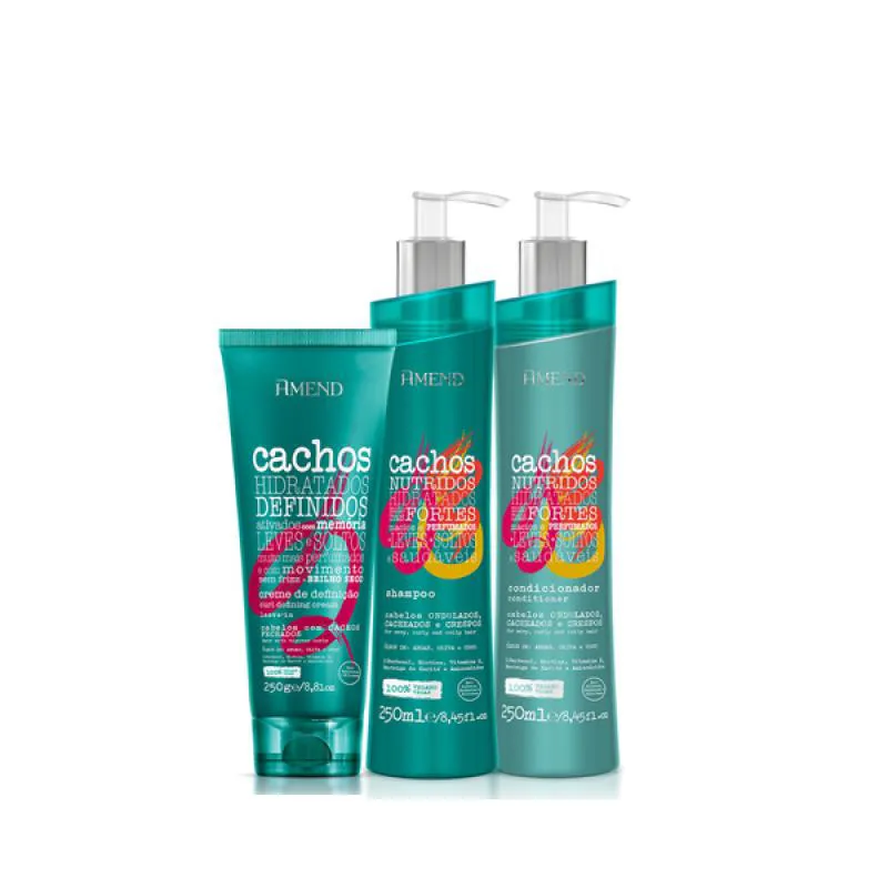 AMEND CACHOS SH 250ML + COND 250ML + LEAVE-IN CACHEADO 250ML