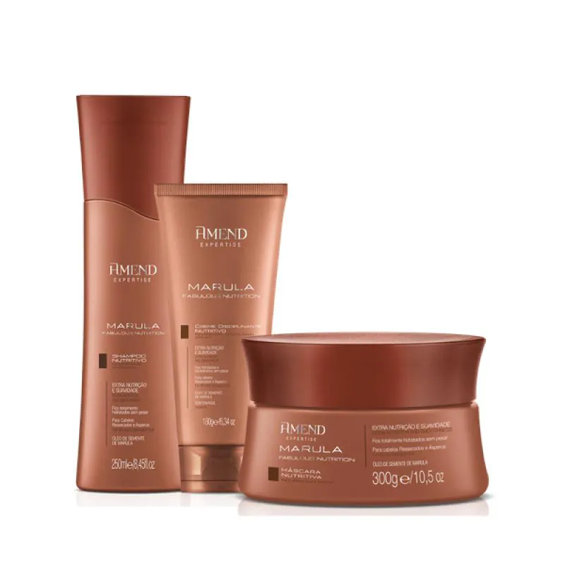 AMEND  MARULA FABULOUS SHAMPOO 250ML + MáSCARA 300ML + LEAVE-IN 180ML