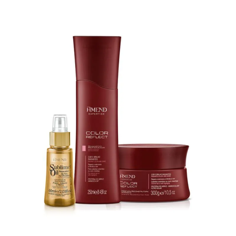 AMEND  COLOR REFLECT SHAMPOO 250ML + MáSCARA 300ML + ÓLEO SUBLIME 60ML