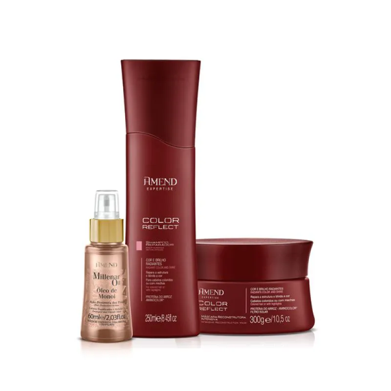 AMEND  COLOR REFLECT SHAMPOO 250ML + MáSCARA 300ML + ÓLEO MONóI 60ML