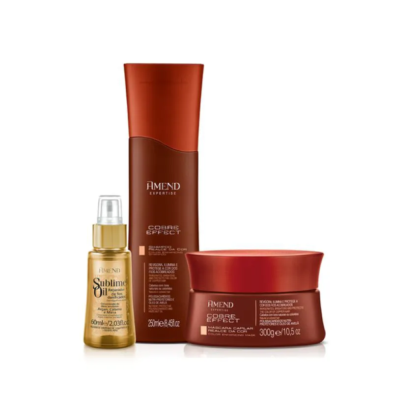 AMEND  COBRE EFFECT SHAMPOO 250ML + MáSCARA MATIZADORA 300ML + ÓLEO SUBLIME 60ML